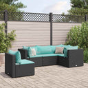 vidaXL 5-piece Lounge Set with Cushions Poly Rattan Black