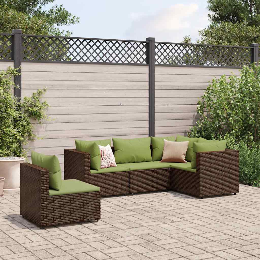 vidaXL 5-piece Lounge Set with Cushions Poly Rattan Black