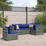 vidaXL 5-piece Lounge Set with Cushions Poly Rattan Black