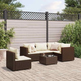 vidaXL 5-piece Lounge Set with Cushions Poly Rattan Black