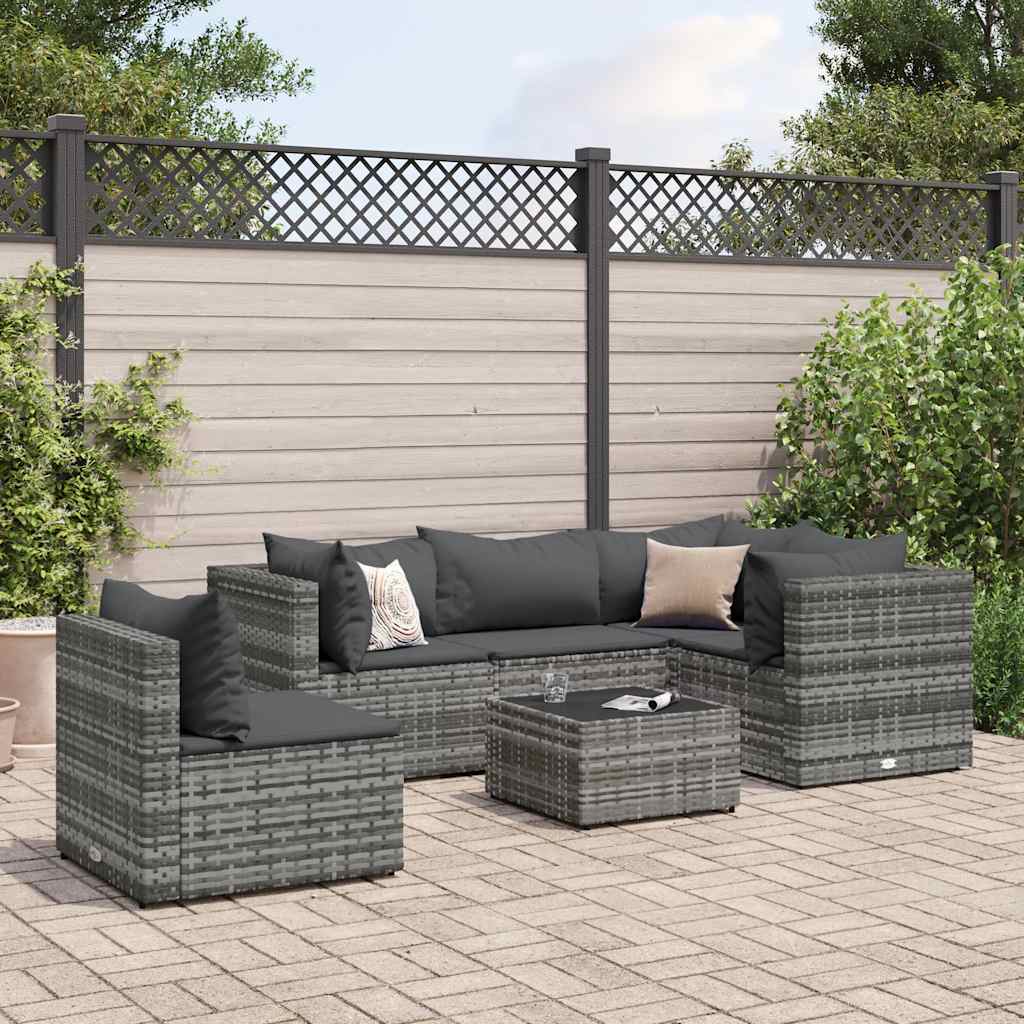 vidaXL 5-piece Lounge Set with Cushions Poly Rattan Black