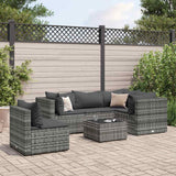 vidaXL 5-piece Lounge Set with Cushions Poly Rattan Black