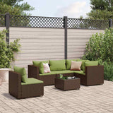 vidaXL 5-piece Lounge Set with Cushions Poly Rattan Black