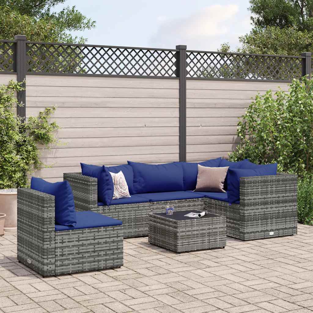 vidaXL 5-piece Lounge Set with Cushions Poly Rattan Black