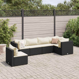 vidaXL 5-piece Lounge Set with Cushions Poly Rattan Black