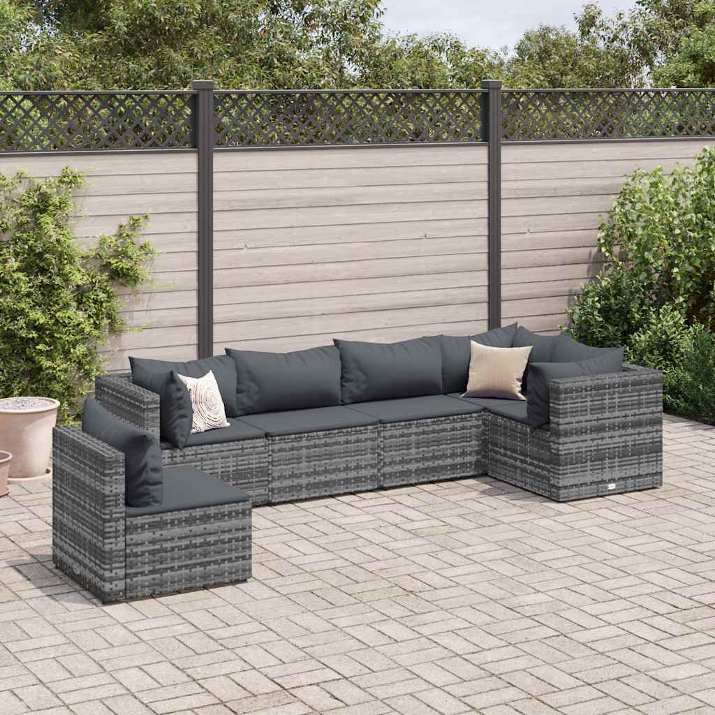 vidaXL 5-piece Lounge Set with Cushions Poly Rattan Black