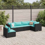 vidaXL 5-piece Lounge Set with Cushions Poly Rattan Black