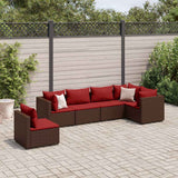 vidaXL 5-piece Lounge Set with Cushions Poly Rattan Black