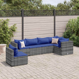 vidaXL 5-piece Lounge Set with Cushions Poly Rattan Black