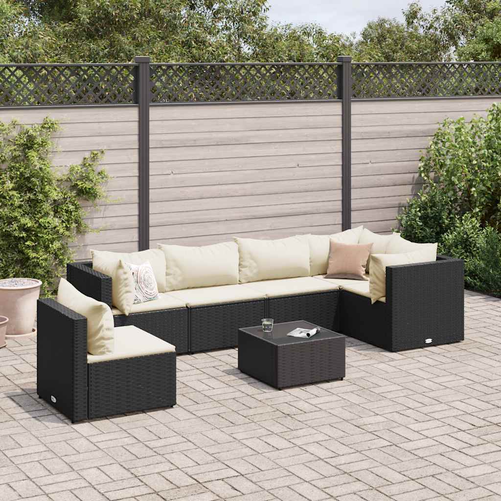 vidaXL 5-piece Lounge Set with Cushions Poly Rattan Black