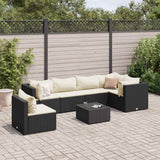 vidaXL 5-piece Lounge Set with Cushions Poly Rattan Black