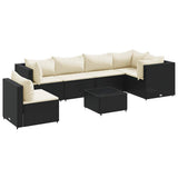 vidaXL 5-piece Lounge Set with Cushions Poly Rattan Black