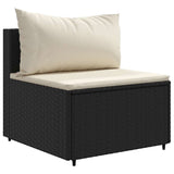 vidaXL 5-piece Lounge Set with Cushions Poly Rattan Black