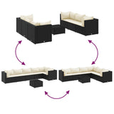 vidaXL 5-piece Lounge Set with Cushions Poly Rattan Black