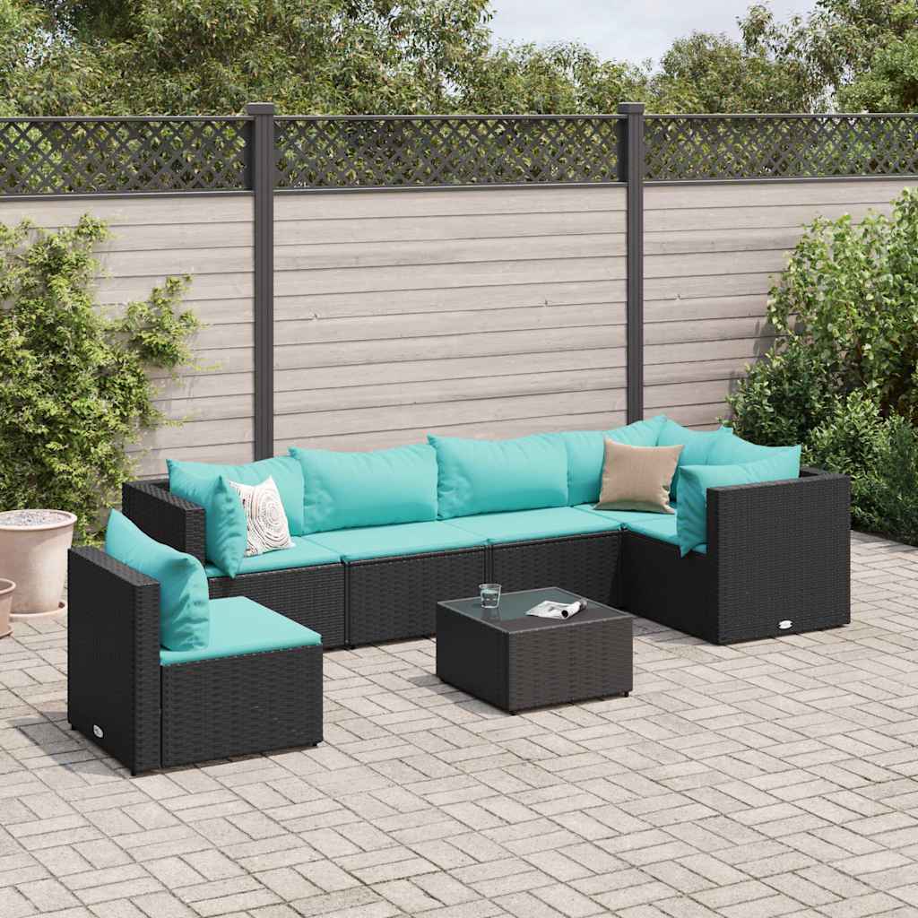 vidaXL 5-piece Lounge Set with Cushions Poly Rattan Black