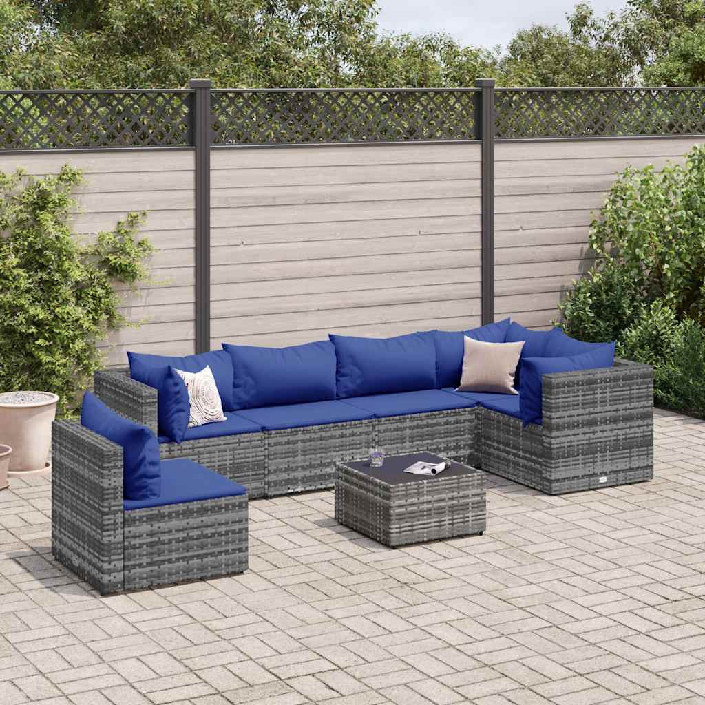 vidaXL 5-piece Lounge Set with Cushions Poly Rattan Black