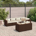 vidaXL 7-delige Loungeset met kussens poly rattan zwart