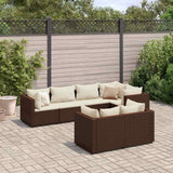 vidaXL 7-delige Loungeset met kussens poly rattan zwart