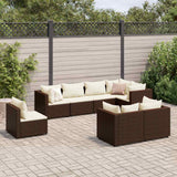 vidaXL 7-delige Loungeset met kussens poly rattan zwart