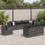 vidaXL 7-delige Loungeset met kussens poly rattan zwart