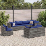 vidaXL 7-delige Loungeset met kussens poly rattan zwart