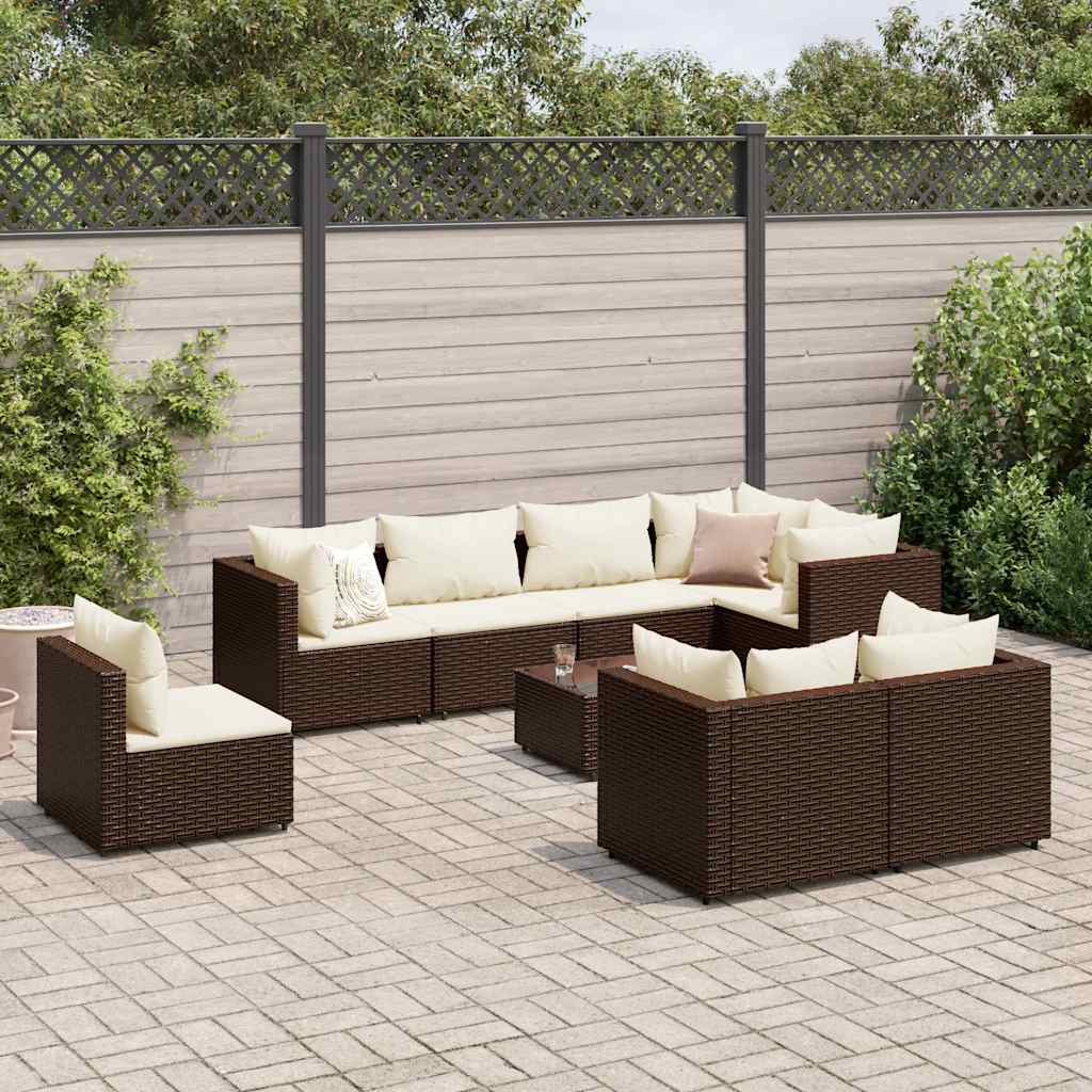 vidaXL 7-delige Loungeset met kussens poly rattan zwart
