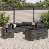 vidaXL 7-delige Loungeset met kussens poly rattan zwart
