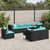 vidaXL 7-delige Loungeset met kussens poly rattan zwart