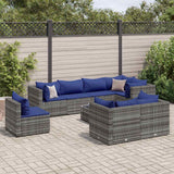 vidaXL 7-delige Loungeset met kussens poly rattan zwart