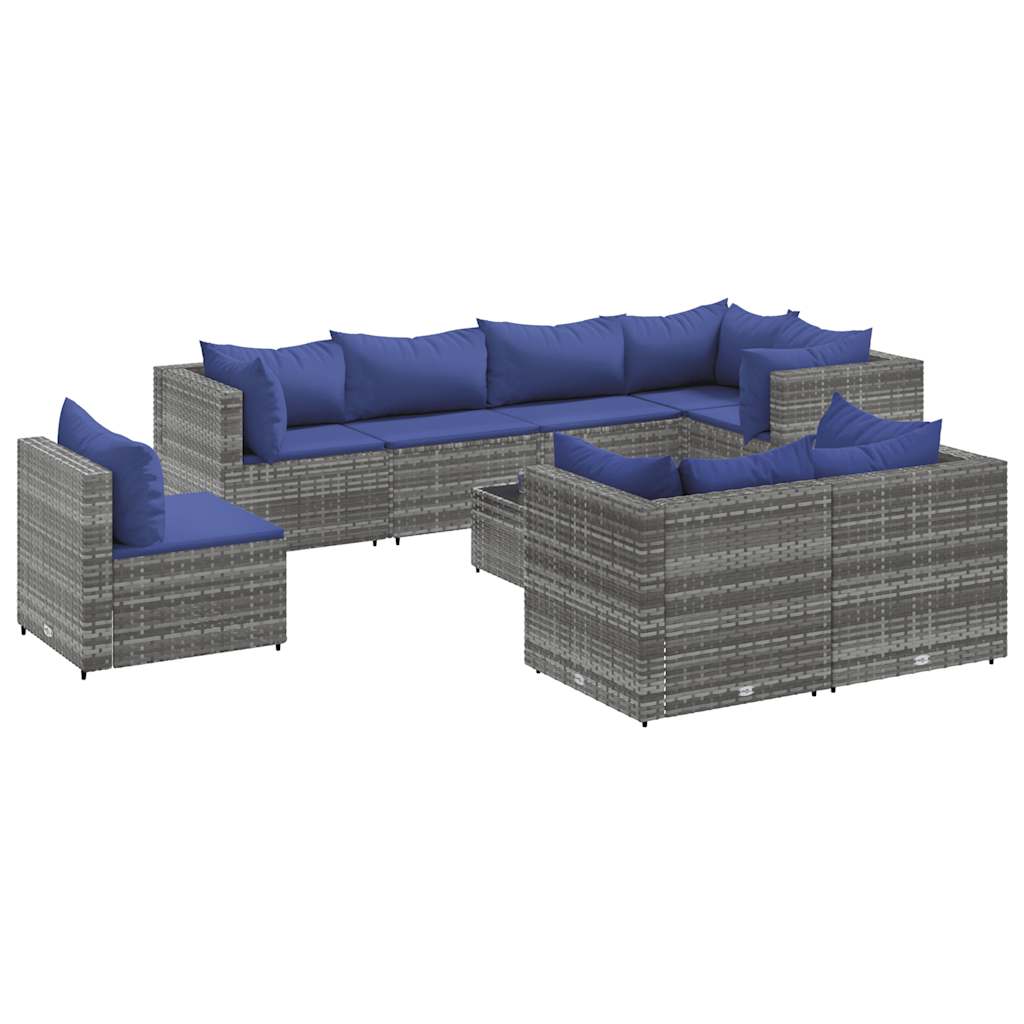 vidaXL 7-delige Loungeset met kussens poly rattan zwart