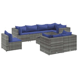 vidaXL 7-delige Loungeset met kussens poly rattan zwart