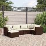 vidaXL 6-delige Loungeset met kussens poly rattan zwart