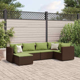 vidaXL 6-delige Loungeset met kussens poly rattan zwart