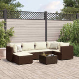 vidaXL 6-delige Loungeset met kussens poly rattan zwart