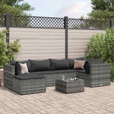 vidaXL 6-delige Loungeset met kussens poly rattan zwart