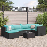 vidaXL 6-delige Loungeset met kussens poly rattan zwart