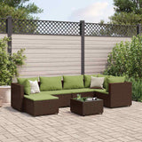 vidaXL 6-delige Loungeset met kussens poly rattan zwart