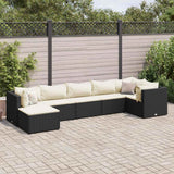 vidaXL 6-delige Loungeset met kussens poly rattan zwart