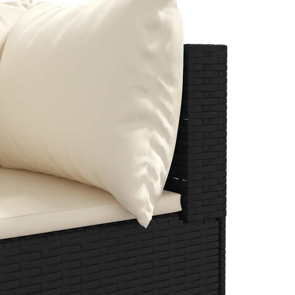 vidaXL 6-delige Loungeset met kussens poly rattan zwart