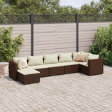 vidaXL 6-delige Loungeset met kussens poly rattan zwart