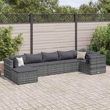vidaXL 6-delige Loungeset met kussens poly rattan zwart