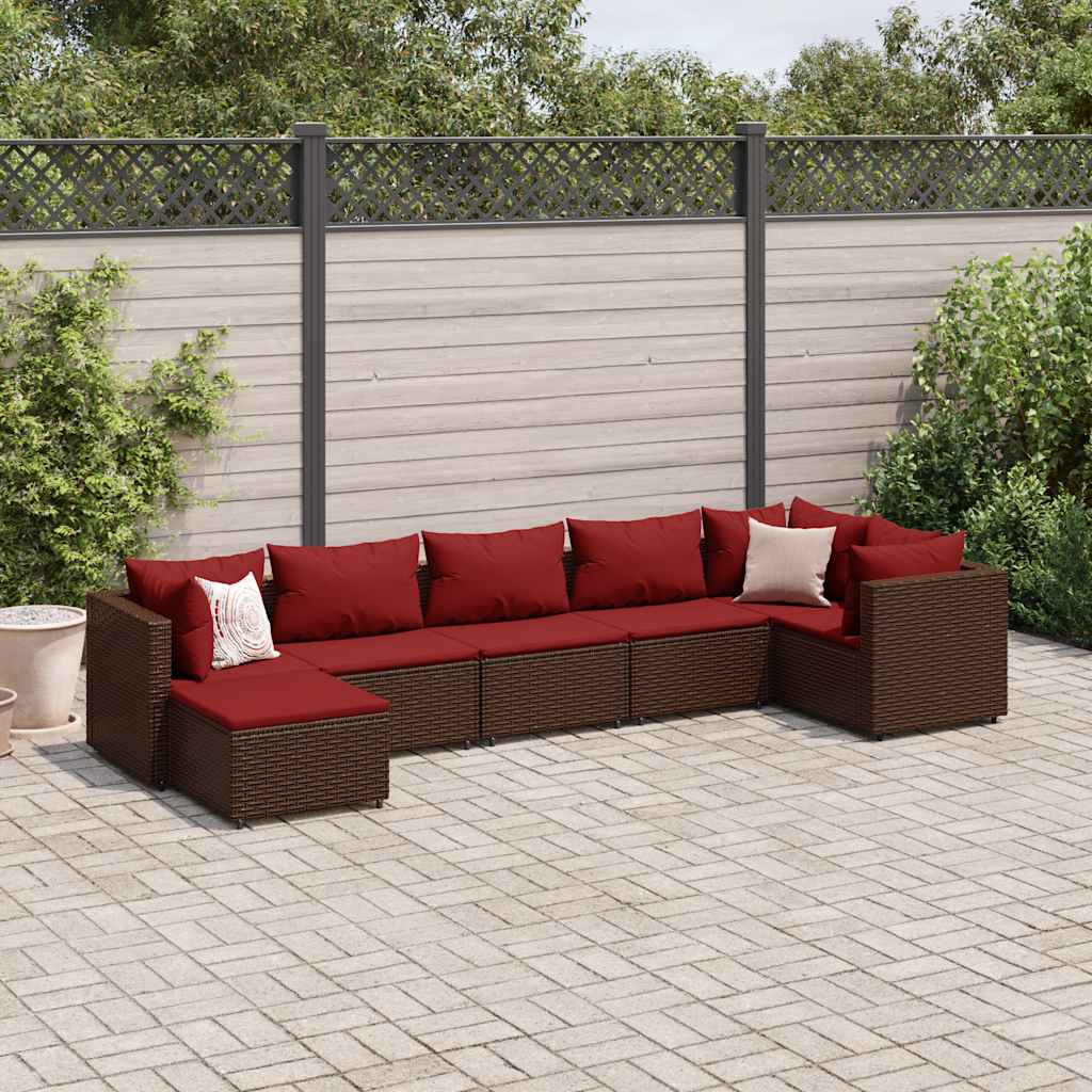 vidaXL 6-delige Loungeset met kussens poly rattan zwart