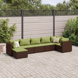 vidaXL 6-delige Loungeset met kussens poly rattan zwart