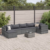 vidaXL 6-delige Loungeset met kussens poly rattan zwart