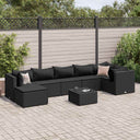 vidaXL 6-delige Loungeset met kussens poly rattan zwart