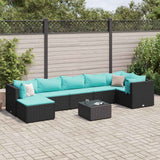 vidaXL 6-delige Loungeset met kussens poly rattan zwart