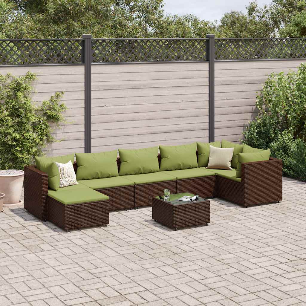 vidaXL 6-delige Loungeset met kussens poly rattan zwart
