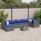 vidaXL 6-delige Loungeset met kussens poly rattan zwart