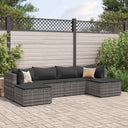 vidaXL 6-delige Loungeset met kussens poly rattan zwart