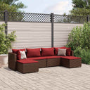 vidaXL 6-delige Loungeset met kussens poly rattan zwart